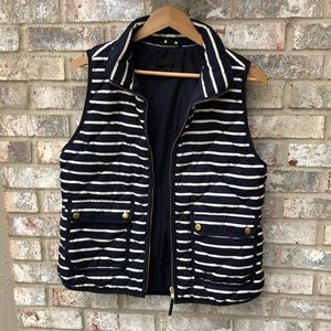J. Crew navy/white quilted puffer vest.